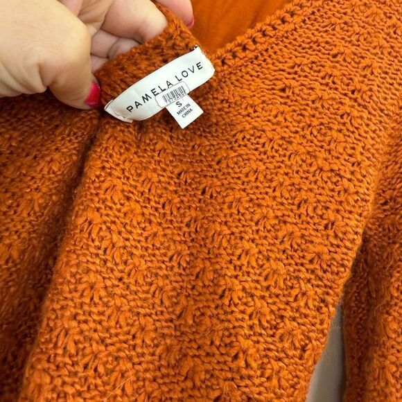 Pamela Love Fringe Burnt Orange Rust Long Sleeves Sweater Dress S 🪷 - Picture 12 of 13